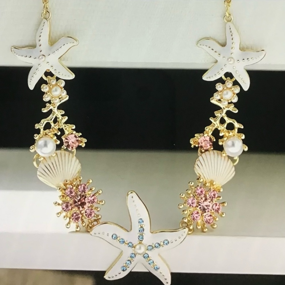 Nautical Starfish and Shell Gold Necklace